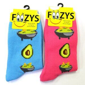 2 Pairs Foozys Avocado Guac Dip Print Women's Ladies Girls Novelty Fun Socks
